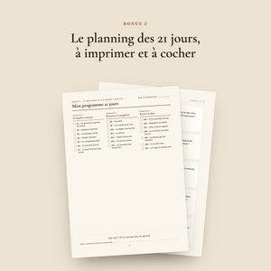 Bonus 2 : le planning des 21 jours à imprimer et à cocher